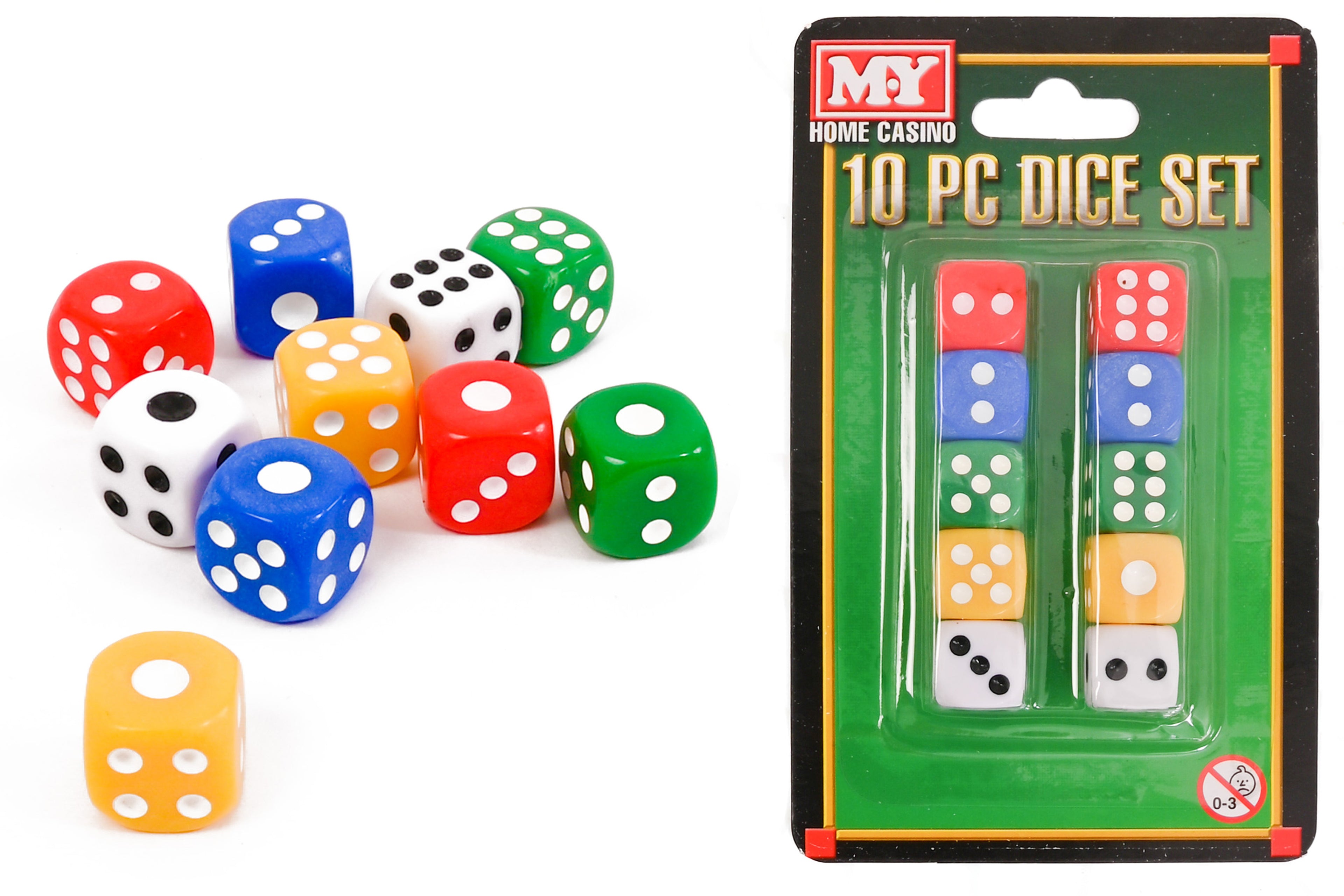 10pc Dice Set On Blistercard