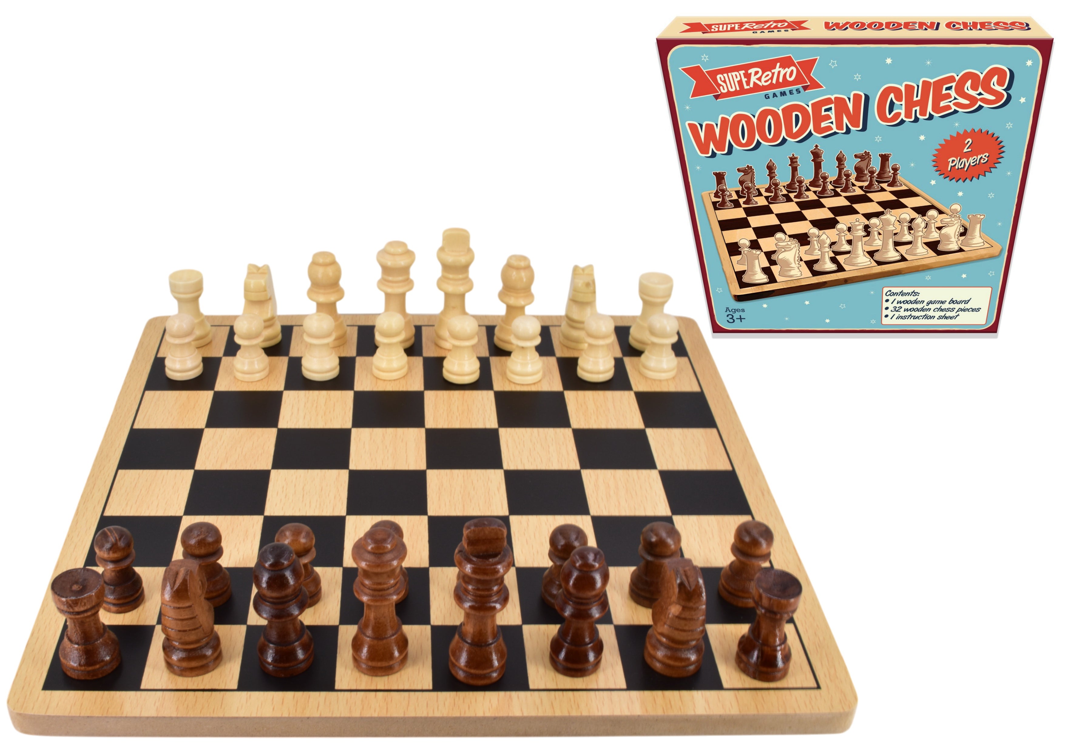 "Retro" Wooden Board Chess