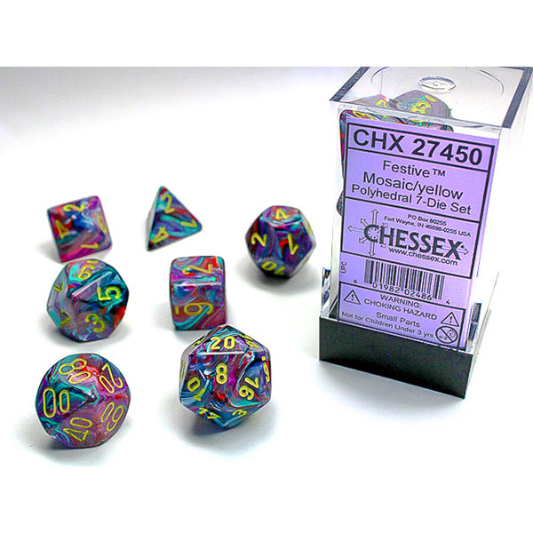 Chessex - Festive Polyhedral 7 Dice Set - Mosaic Y